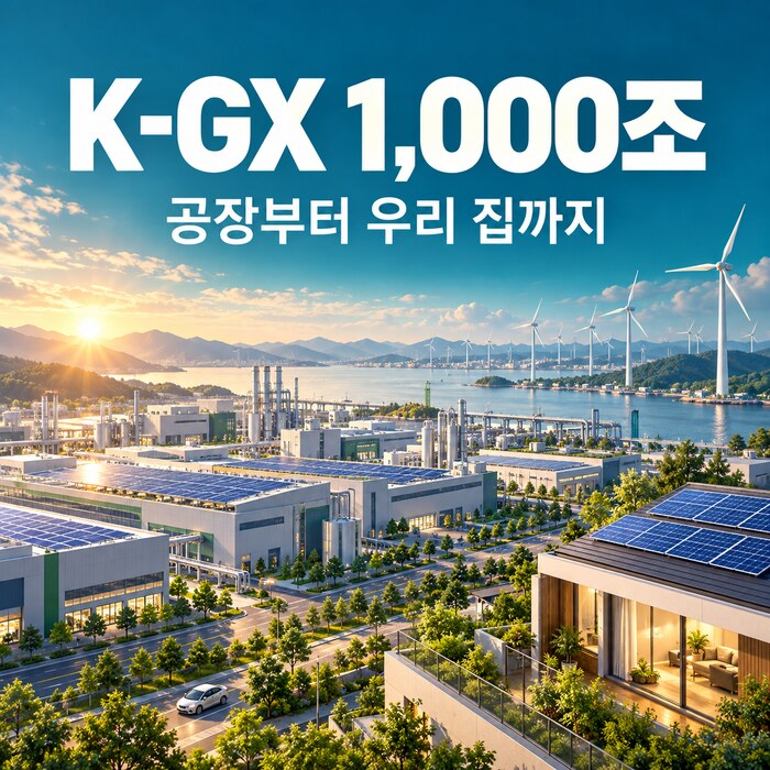 K-GX 녹색대전환과 태양광·풍력 산업단지를 표현한 AI 썸네일