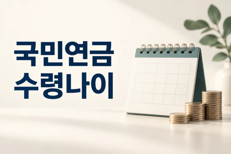 국민연금 수령나이 안내 — 달력과 노후 자금을 상징하는 동전