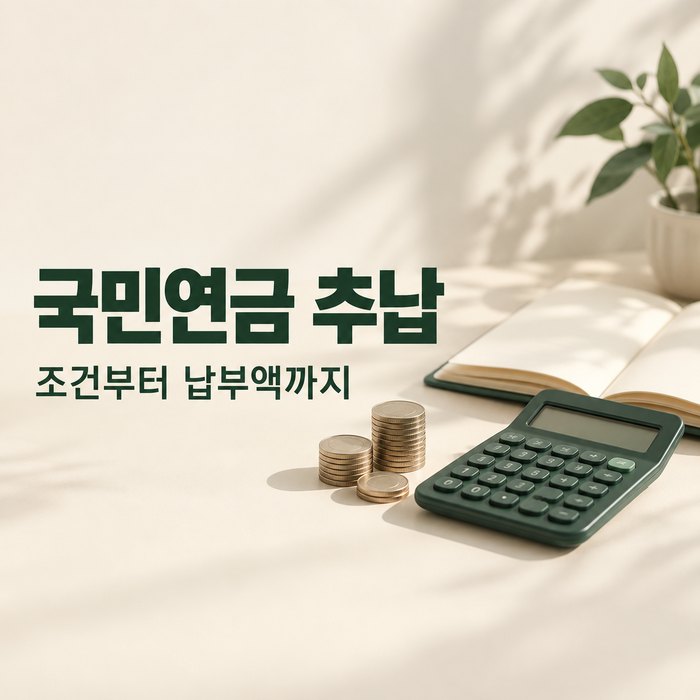 국민연금 추납 조건과 납부액을 안내하는 계산기와 동전 썸네일
