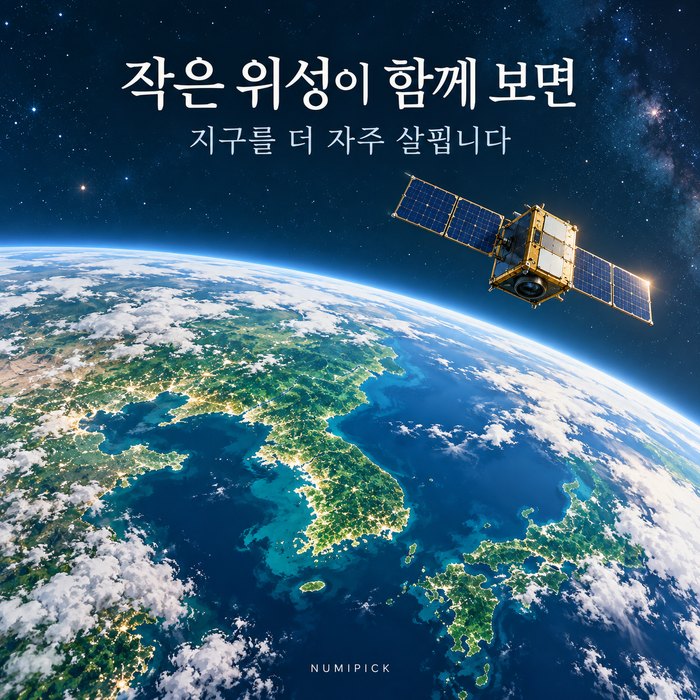 지구를 관측하는 초소형 위성의 개념 일러스트